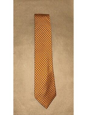 Chaps Necktie Mens 100% Silk Tie Polka Dot Designer Business Orange
